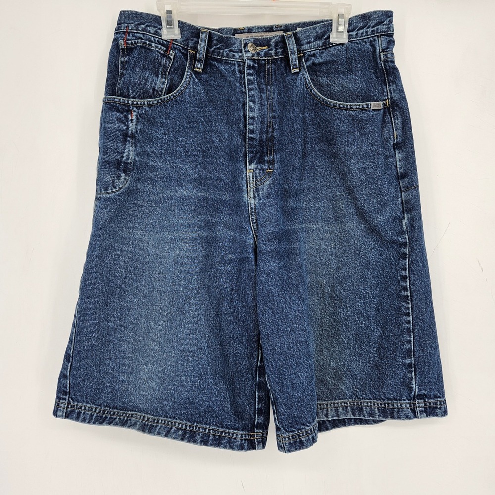 Vintage‎ Mecca Jean Shorts Mens 34 Denim Jorts Blue Y2K Hip Hop Baggy Streetwear